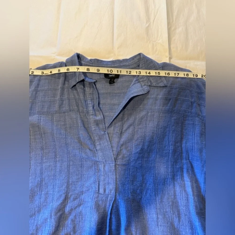 Chic Blue Pleated Blouse – Size Medium (NWOT) - Picture 8 of 9